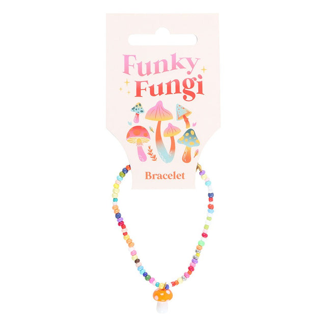 Orange Mushroom Beaded Charm Bracelet