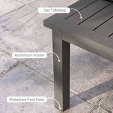 Outsunny Aluminium Outdoor Side Table, Slat Patio Coffee Table with Wood Grain Effect for Garden, Balcony, 100cm x 60cm, Brown