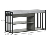 HOMCOM Shoe Storage with Seat, Upholstered Entryway Bench, Shoe Bench with 3 Open Shelves for Hallway, Grey