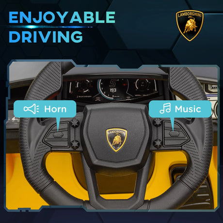 AIYAPLAY Lamborghini Revuelto Licensed 12V Ride on Car w/ Butterfly Doors, Transport Wheels, Suspension, Remote Control, Yellow