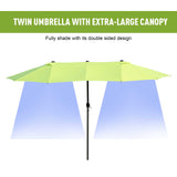 Outsunny Double-side Umbrella Parasol, 2.7x4.6Wx2.4H m-Grass Green