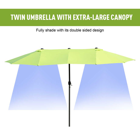 Outsunny Double-side Umbrella Parasol, 2.7x4.6Wx2.4H m-Grass Green