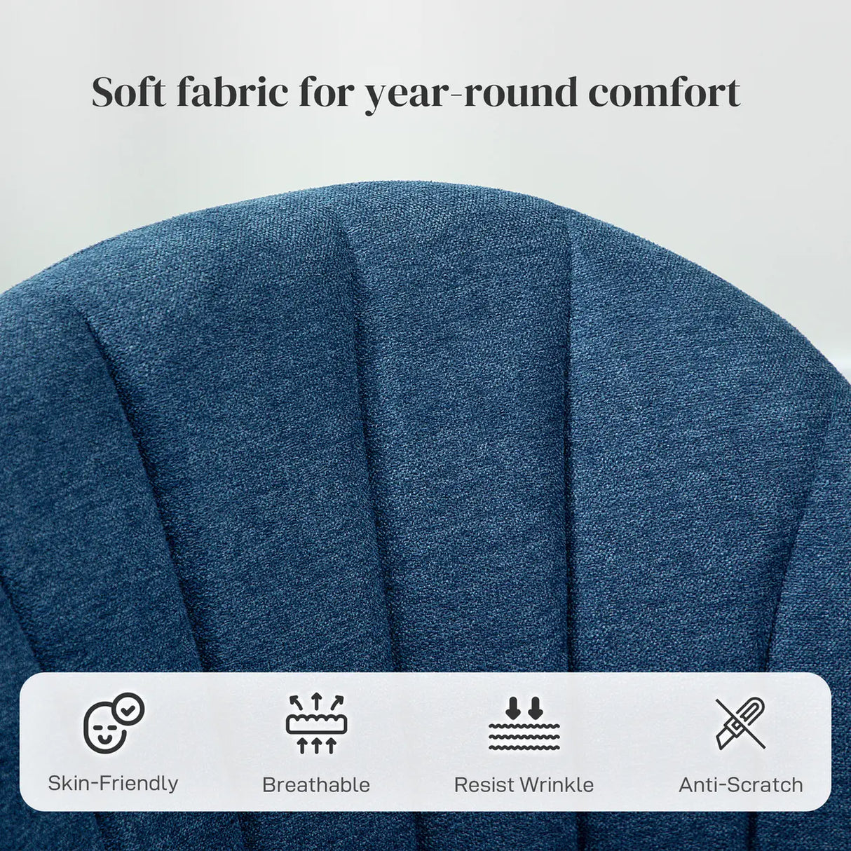 HOMCOM Dining Chairs Set of 2, Modern Upholstered Kitchen Chairs with Metal Legs, Shell Backrest and Padded Seat for Dining Room, Bedroom, Living Room, Vanity, Blue