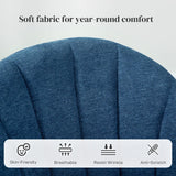 HOMCOM Dining Chairs Set of 2, Modern Upholstered Kitchen Chairs with Metal Legs, Shell Backrest and Padded Seat for Dining Room, Bedroom, Living Room, Vanity, Blue