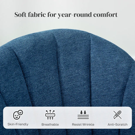 HOMCOM Dining Chairs Set of 2, Modern Upholstered Kitchen Chairs with Metal Legs, Shell Backrest and Padded Seat for Dining Room, Bedroom, Living Room, Vanity, Blue