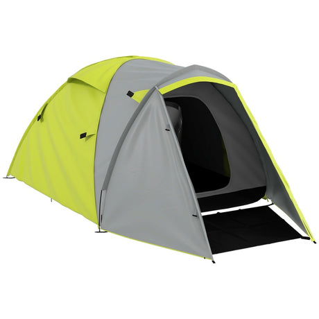 Outsunny Two-Man Dome Tent, with Front Porch and Accessories - Yellow/Grey