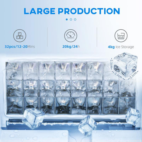 HOMCOM Commercial Ice Maker Machine, Freestanding Industrial Ice Cube Maker with Digital Control, Ice Scoop, Self-cleaning, 4kg Ice Storage, 30kg/24 Hours for Home, Office, Bar, Restaurant