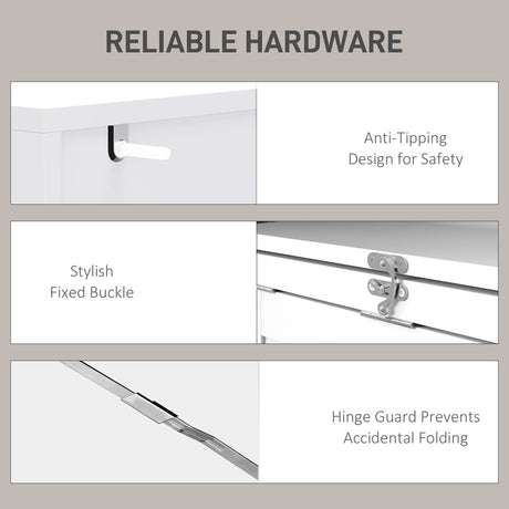 HOMCOM Fold-Out Desk 98cm with Storage and Writing Board, White