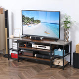 HOMCOM TV Unit Cabinet for TVs up to 60 Inches, Industrial TV Stand with Storage Shelves for Living Room, Brown and Grey