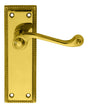 GEORGIAN LEVER ON BACKPLATE - LATCH SWEEDOR PLATE - POLISHED BRASS - 148MM X 48MM - PAIR