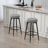 HOMCOM Set of Two Faux Leather Bar Stools - Grey/Black