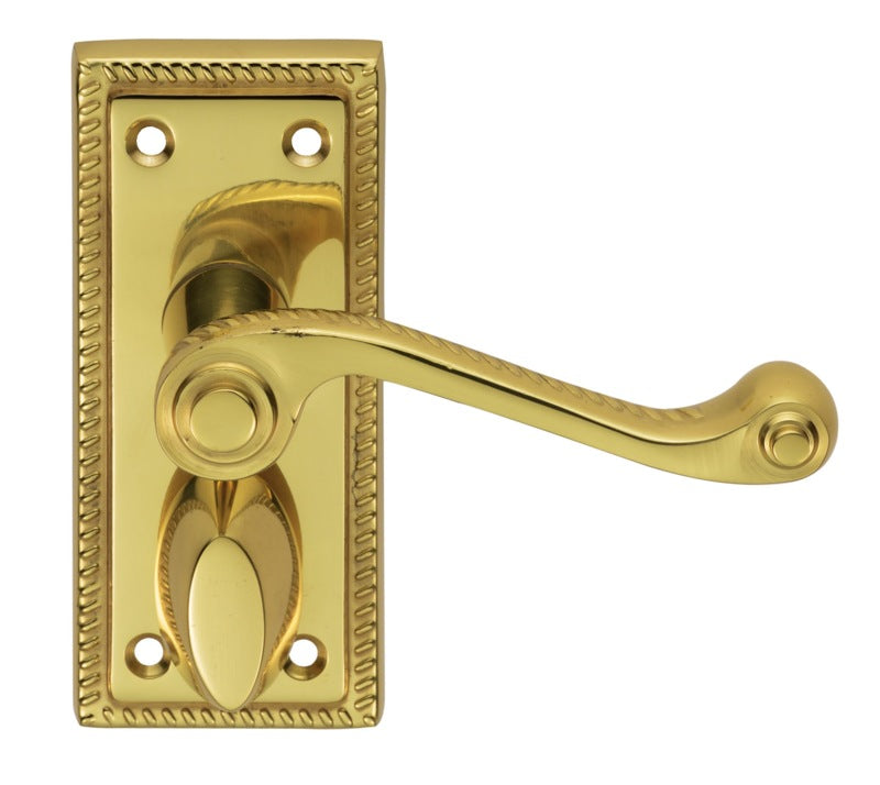 GEORGIAN LEVER ON BACKPLATE - PRIVACY - POLISHED BRASS - 112MM X 48MM - PAIR