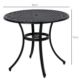 Outsunny Φ90cm Four-Seated Round Aluminium Garden Table, with Parasol Hole