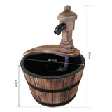 Outsunny Wood Barrel Patio Water Fountain Garden Decorative Ornament Water Feature with Electric Pump (Type A)