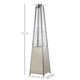Outsunny Stainless Steel Outdoor Garden Pyramid Patio Heater with Wheels and Rain Cover - Silver