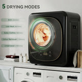 HOMCOM 4kg Vented Tumble Dryer with 5 Drying Mode, 800W Compact Freestanding Front Tumble Dryer Black