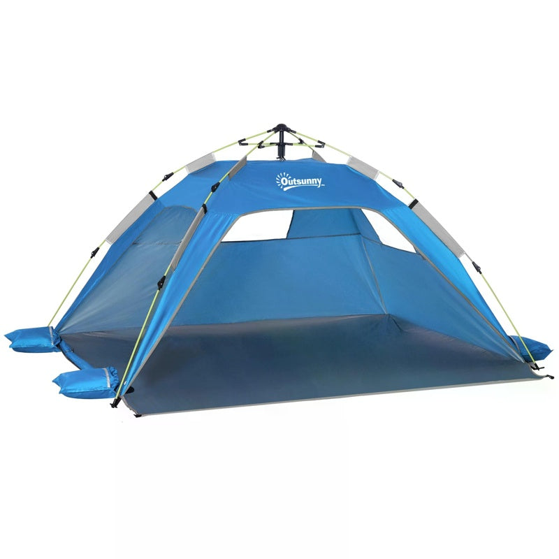 Outsunny Beach Tent for 1-2 Person Pop-up Design with 2 Mesh Windows & 2 Doors Sky Blue