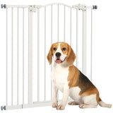 PawHut Pressure Fit Dog Stair Gate No Drilling Safety Gate Auto Close for Doorways, Hallways, 74-94cm Adjustable, 94cm Tall, White