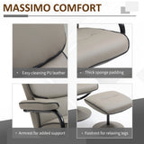 HOMCOM Recliner Chair with Ottoman 360 Swivel Faux Leather High Back Armchair w/ Footrest Stool for Home Office