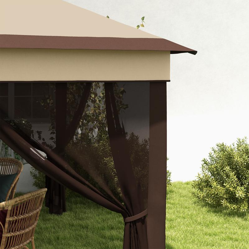 Outsunny 3 x 3(m) Pop Up Gazebo, Height Adjustable Instant Event Shelter with Netting and Carrying Bag, Beige