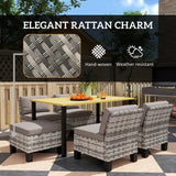 Outsunny Seven-Piece Rattan Dining Set - Grey