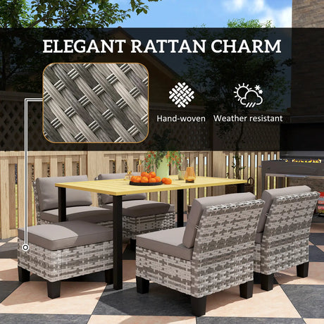 Outsunny Seven-Piece Rattan Dining Set - Grey