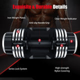 Weight Adjustable Dumbbells with Tray Anti-Slip Handle for Home Gym-Black