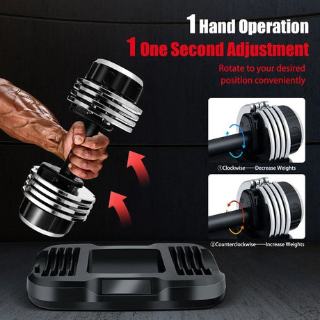 Weight Adjustable Dumbbells with Tray Anti-Slip Handle for Home Gym-Black