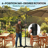 Outsunny 3 m Garden Cantilever Parasol with Cover, Round Overhanging Umbrella with 360 Rotation, Tilt, Khaki
