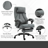 Vinsetto Office Chair, Fabric Desk Chair with Adjustable Massage Pillow, USB Power and Retractable Footrest, High Back, 360° Swivel, for Home, Grey