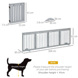 PawHut Freestanding Pet Gate 4 Panel Folding Wooden Dog Barrier w/ Support Feet