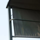 Outsunny 2.2 x 1.4m BBQ Shelter, Outdoor Grill Gazebo Canopy with Shelves, Hanging Hooks, and Metal Frame, for Garden Patio Backyard