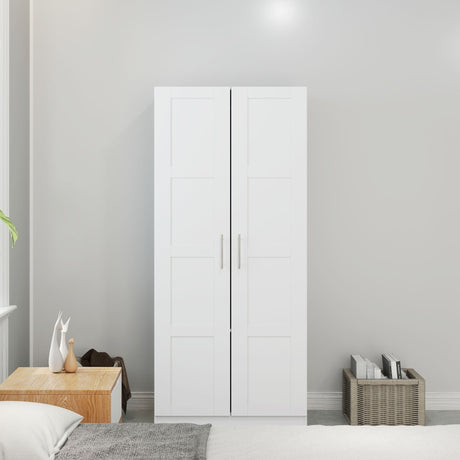 HOMCOM Double Paneled Door Wardrobe, with Shelves - White