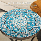 Outsunny Mosaic Outdoor Garden Table, 35.5cm Round Folding Coffee Table with Metal Frame for Balcony Terrace, Blue