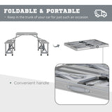 Outsunny Folding Picnic Table with 4 Seats and Umbrella Hole - Grey