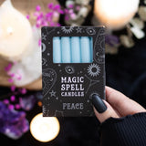 Set of 12 Light Blue 'Peace' Spell Candles