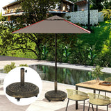 Outsunny Parasol Base, Umbrella Base with Wheels Cast Iron Effect, for Umbrella, Canopy, Weather Resistant, Bronze Tone