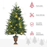 HOMCOM 1.2m 4ft Christmas Tree Entrance Dcor 750 Tips Xmas Pre-lit Tree 80 LED with Vase Base