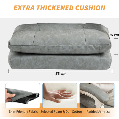 HOMCOM Faux Leather Office Chair, with Inflatable Lumbar - Grey