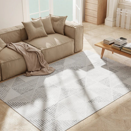 HOMCOM Modern Area Rug, Geometric Pattern Non-Slip Washable Rug, Soft Floor Carpet for Living Room, Bedroom, Dining Room, Home Office, 230 x 160 cm, Grey