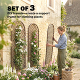Outsunny Garden Trellis, Decorative Trellis Panels for Climbing Outdoor Plants, Vegetables, Vines, Flowers, Natural Wood Finish
