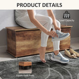 HOMCOM 113L Storage Chest, Storage Box with Flip-Top Lid and 2 Safety Hinges, Storage Trunk for Living Room, Entryway, 100 x 40 x 40 cm, Brown Wood Grain