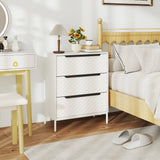 HOMCOM Chest of Drawers, Dresser with 3 Fabric Drawers and Aluminium Handles - White