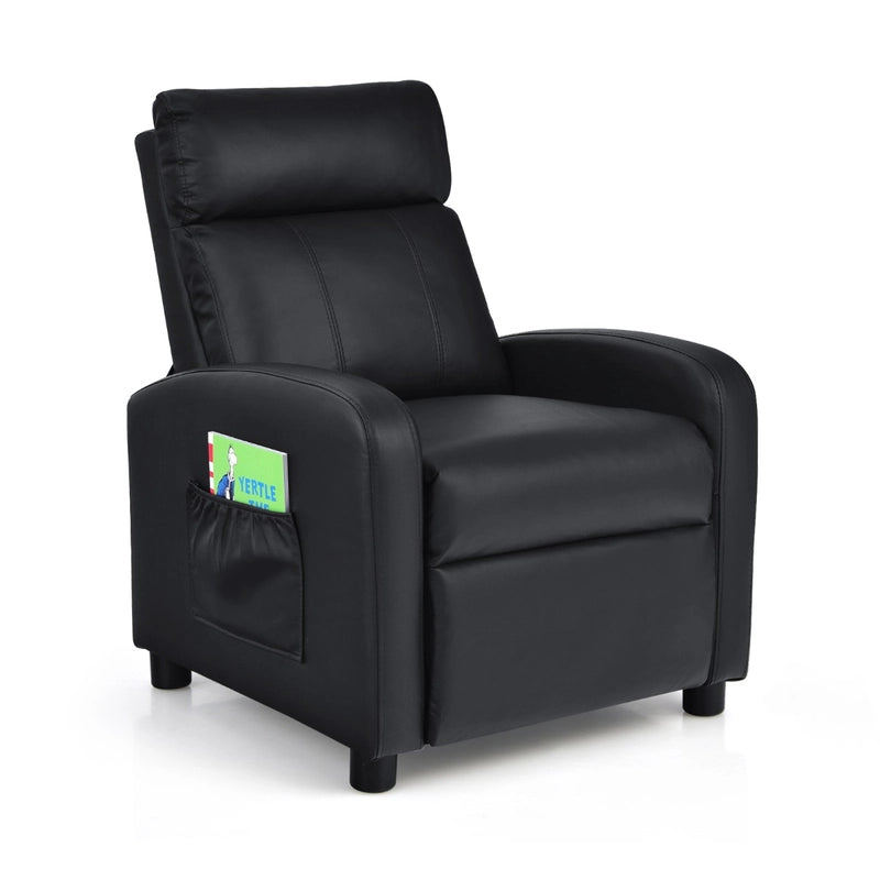 Ergonomic PU Leather Kids Recliner Lounge Sofa for 3-12 Age Group-Black