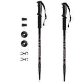 Hiking Pole Aluminum Trekking Pole Walking Pole Adjustable 65-135 cm-Black