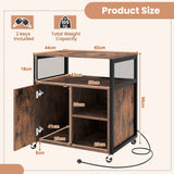 File Cabinet on Wheels with Charging Station and Cable Management Hole-Coffee
