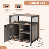File Cabinet on Wheels with Charging Station and Cable Management Hole-Grey