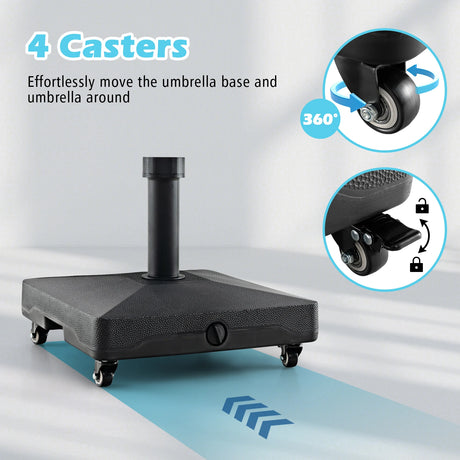 Fillable Umbrella Base Stand with Lockable Universal Wheels