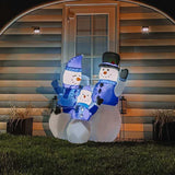 HOMCOM 4ft Inflatable Christmas Snowmen Family Xmas LED Outdoor Indoor Holiday Decorations Yard