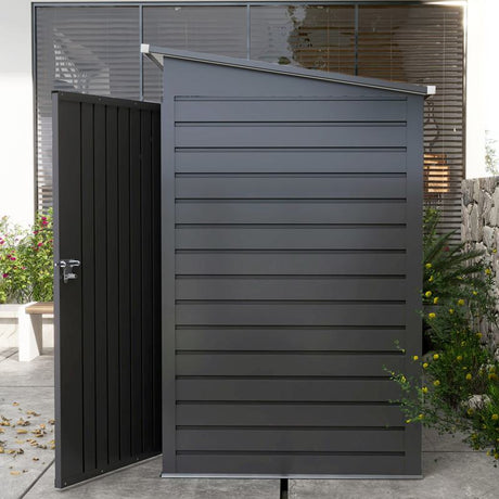 Outsunny 3.7 x 7.9ft Galvanised Steel Shed, with Latched Door and Padlock - Grey